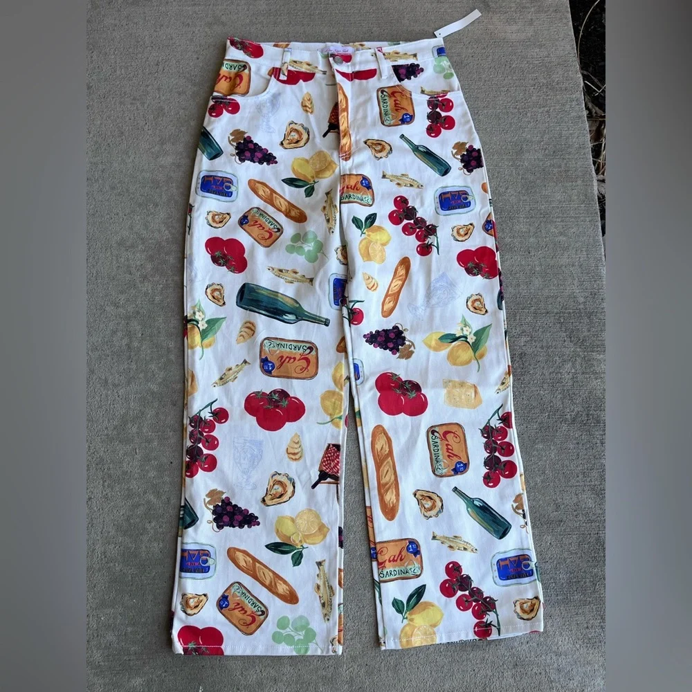 Lisa says gah Italian summer Robyn straight leg jeans NWT veggies tomatoes - Picture 4 of 5
